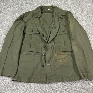 WW2 HBT "Special OD7" Combat Shirt 13 Star Button With Gas Flaps Dated 1943 Flaw